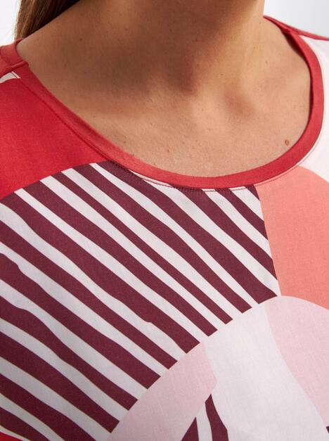 Shirt-Bluse Kurzarm Ohne Kragen