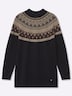 Langarm-Pullover Jacquardpullover im Norweger-Stil Langarm Stehkragen