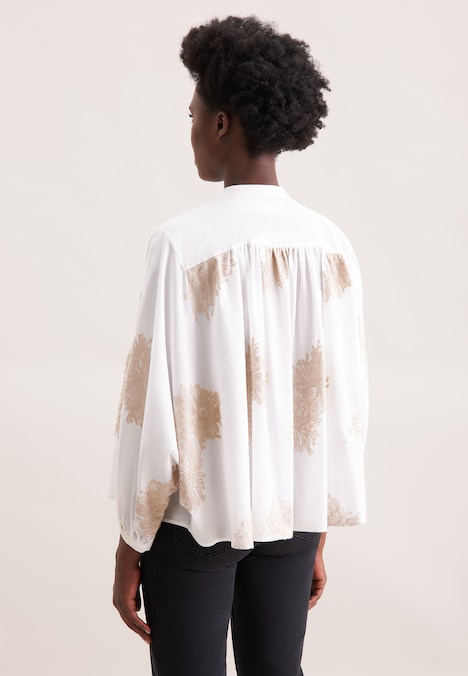 Damen Stehkragenbluse - Stickerei