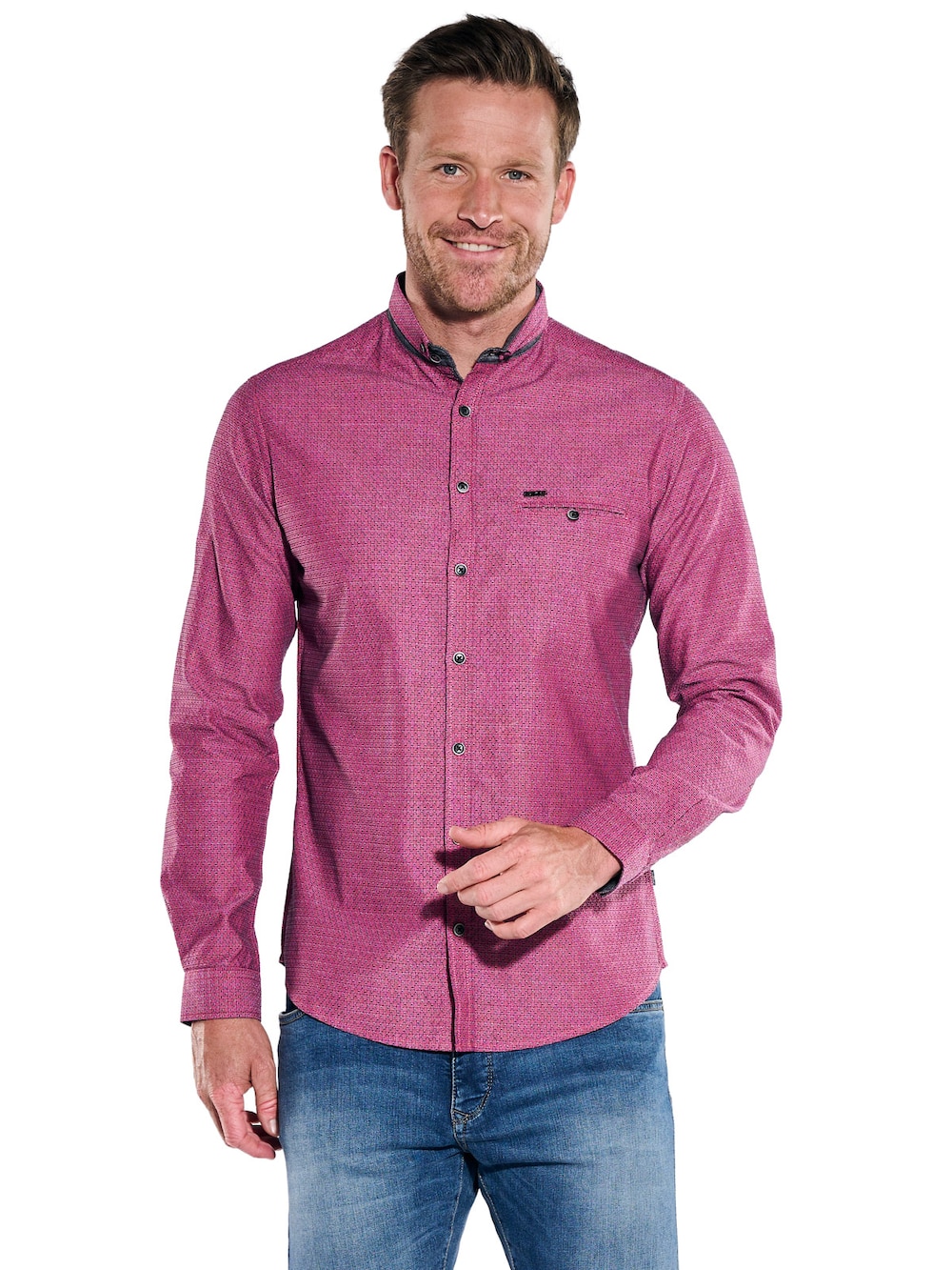 Herren Hemd uni , Feuerrot