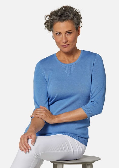 GOLDNER Pullover met ronde hals Zomerse, tricot pullover met ajourpatroon