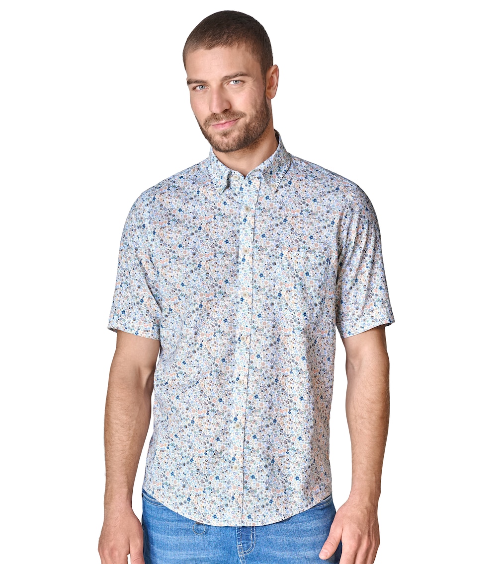 Leinenhemd Kurzarm Print Casual Fit