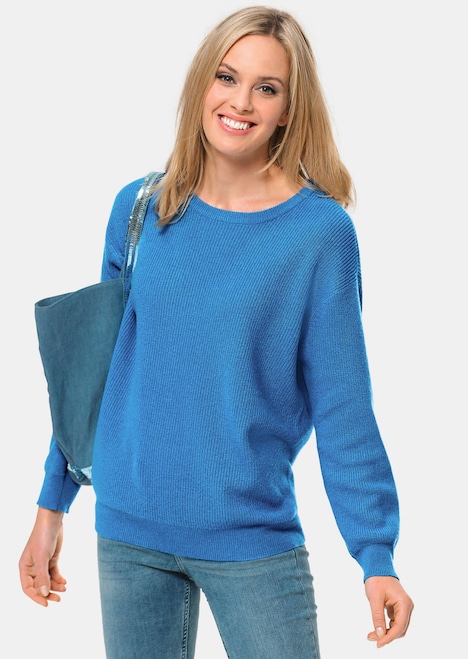 Kaschmirpullover in Patentstrick mit Rundhals
