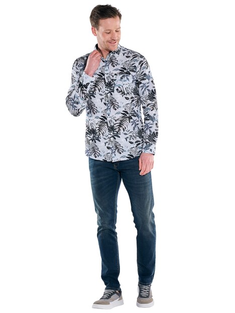 Herren Hemd langarm , Brilliantblau