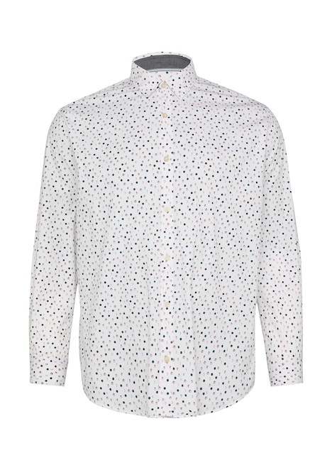 Slim Fit: Gemustertes Popeline-Hemd mit Kentkragen
