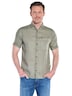 Herren Kurzarm-Hemd aus Leinen , Khaki