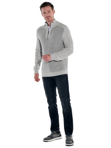 engbers Herren Troyer mit Streifenstruktur , Hellgrau