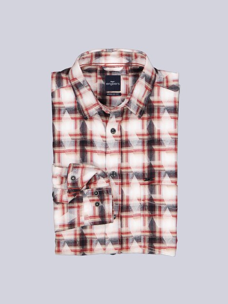 Herren Hemd langarm , Feuerrot