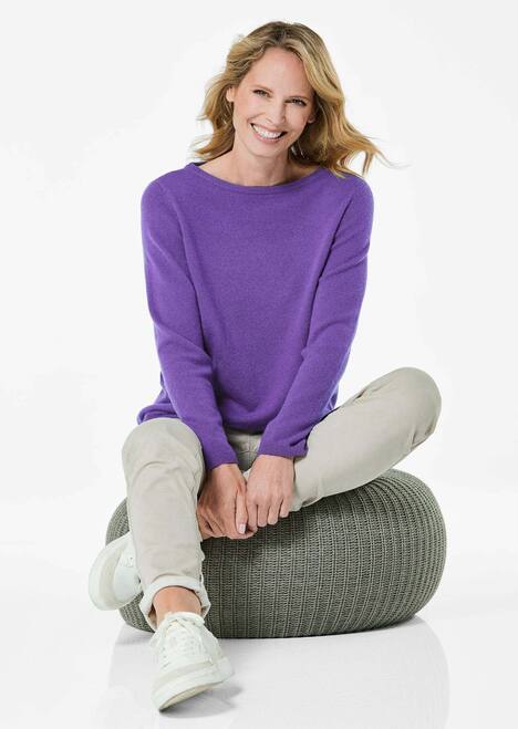 Kaschmirpullover mit U-Boot Ausschnitt