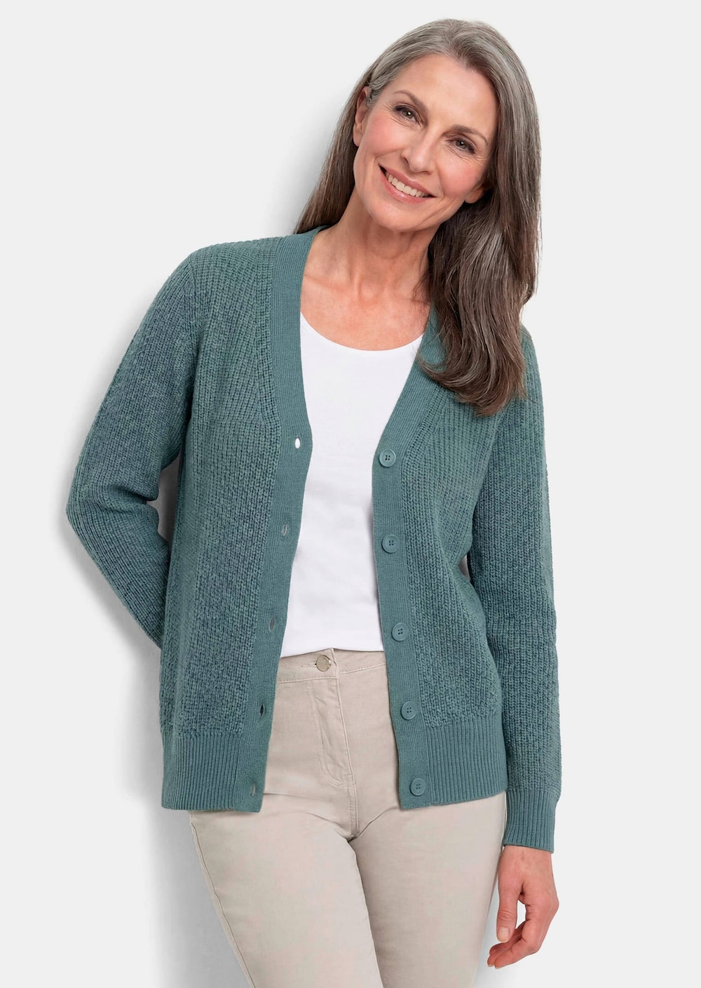 Elegante Strickjacke mit V-Ausschnitt