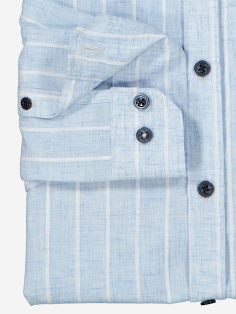 Herren Langarm-Hemd mit Leinenanteil , Hellblau