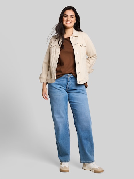 Slim Fit Langarmshirt mit U-Boot-Ausschnitt