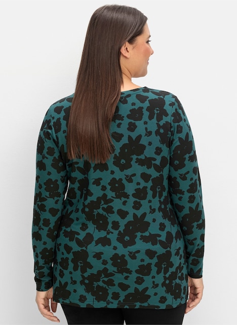 Langarmshirt Langarm Blumen Ohne Kragen