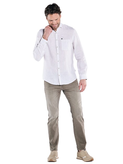 Herren Langarm-Hemd aus Leinen , Sand