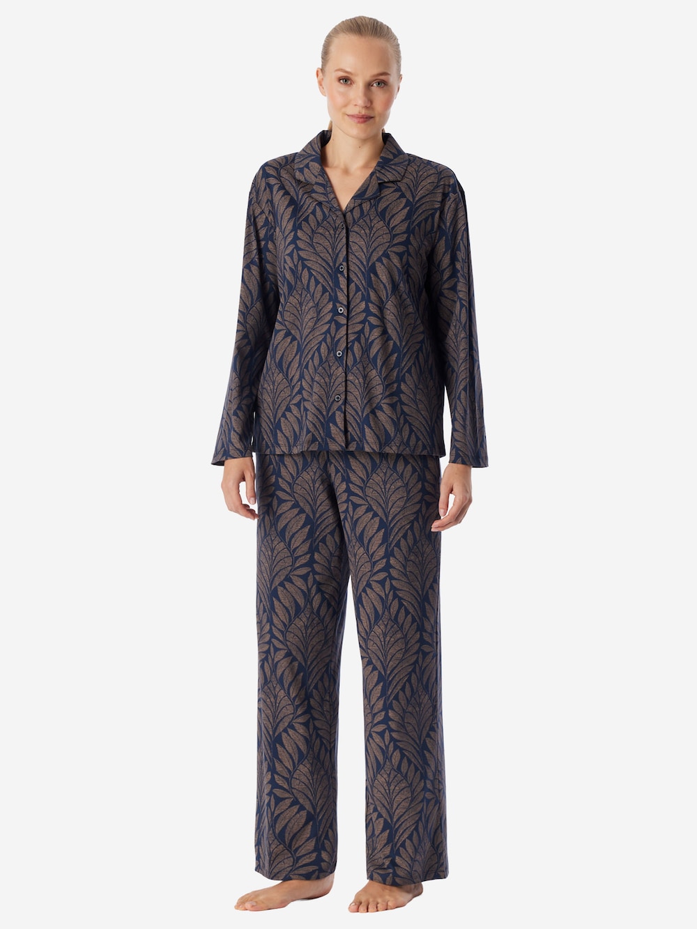 Schiesser Damen Schlafanzug Interlock deepseablue