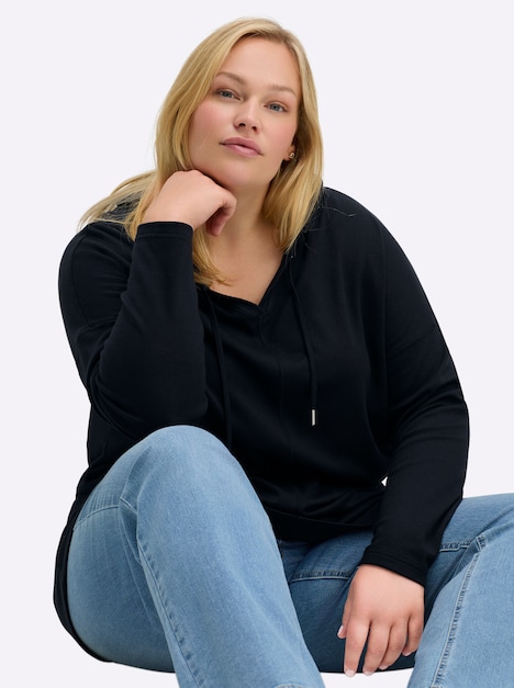 Sweatshirt Langarm Uni Mit Kapuze
