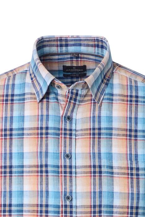 Leinenhemd Kurzarm kariert Casual Fit