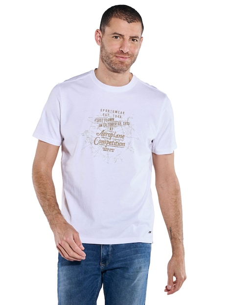 Herren T-Shirt mit Print , Reinweiss