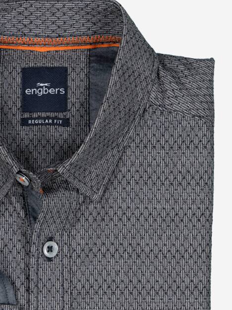 engbers Herren Langarm-Hemd strukturiert , Silbergrau