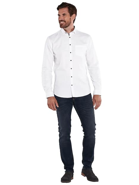 engbers Herren Langarm-Hemd uni , Reinweiss