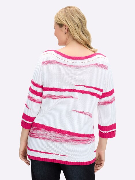 Pullover 3/4-Arm Links-Strick Sonstiges Muster Ohne Kragen