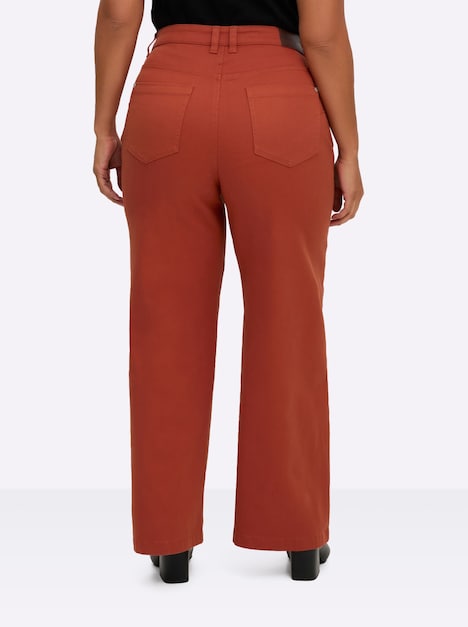 Jeans Jeans mit weitem Bein und High-Waist-Bund Formbund Uni