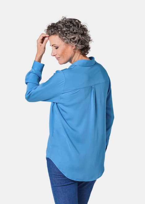 GOLDNER Blouse. Puur katoen Overhemdblouse met doorlopende knopenlijst