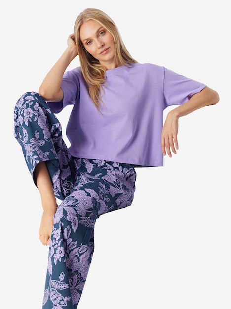 Schiesser Damen Pyjamaoberteil Mix Relax zartlila