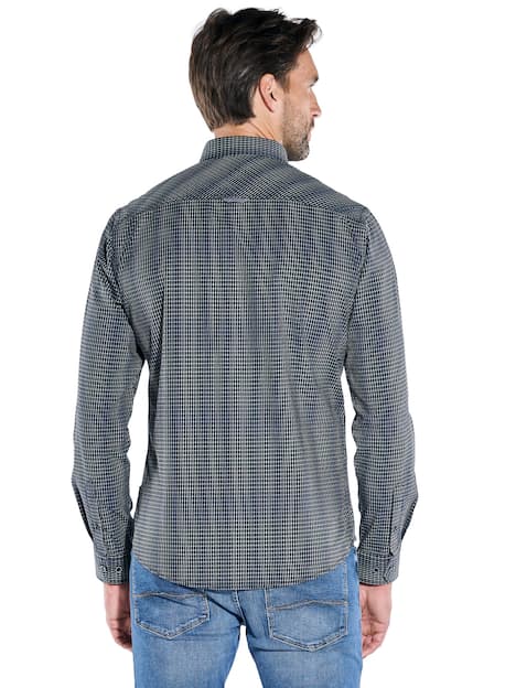 engbers Herren Langarm-Hemd kariert , Marineblau