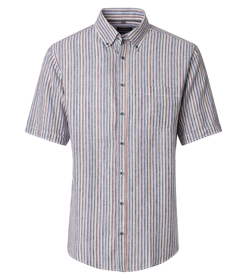 Leinenhemd Kurzarm gestreift Casual Fit