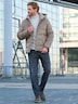 Herren Steppjacke mit abnehmbarer Kapuze , Braunbeige