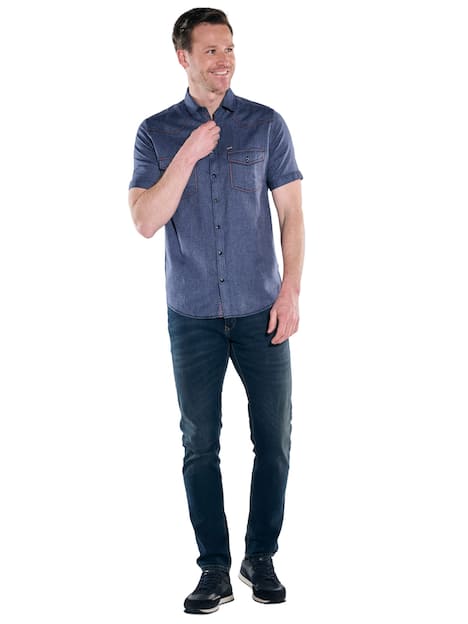 engbers Herren Hemd uni , Indigoblau