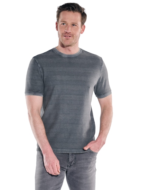 Herren Strukturiertes T-Shirt im Streifendesign , Dunkelgrau