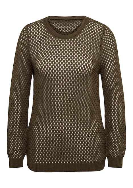 Sommerlicher Strickpullover mit Ajourmuster