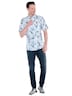 Herren Kurzarm-Hemd gemustert , Brilliantblau