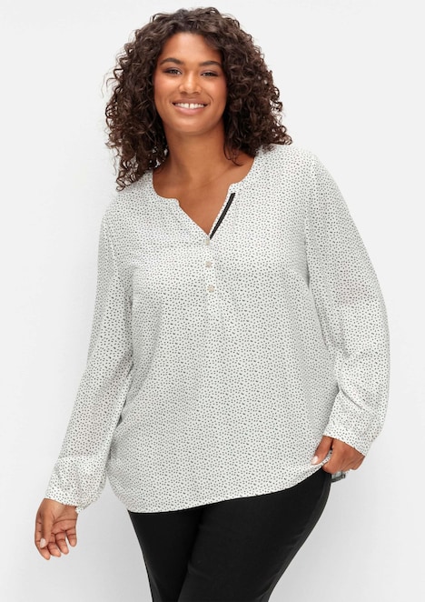 Tunika Langarm Uni Ohne Kragen