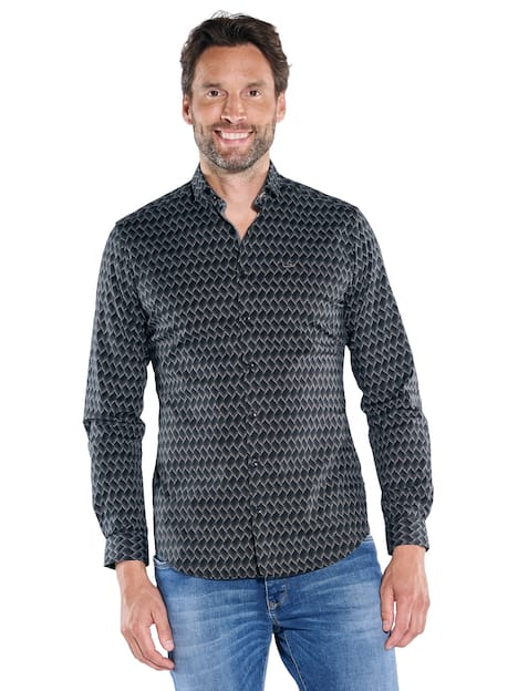 engbers Herren Langarm-Hemd gemustert , Schwarz