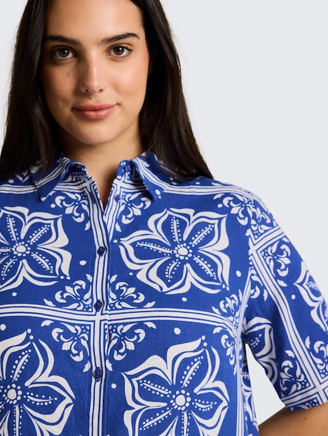 Loose Fit Bluse mit Leinenanteil