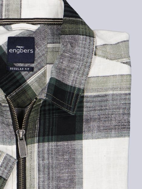 engbers Herren Kurzarm-Hemd kariert , Khaki