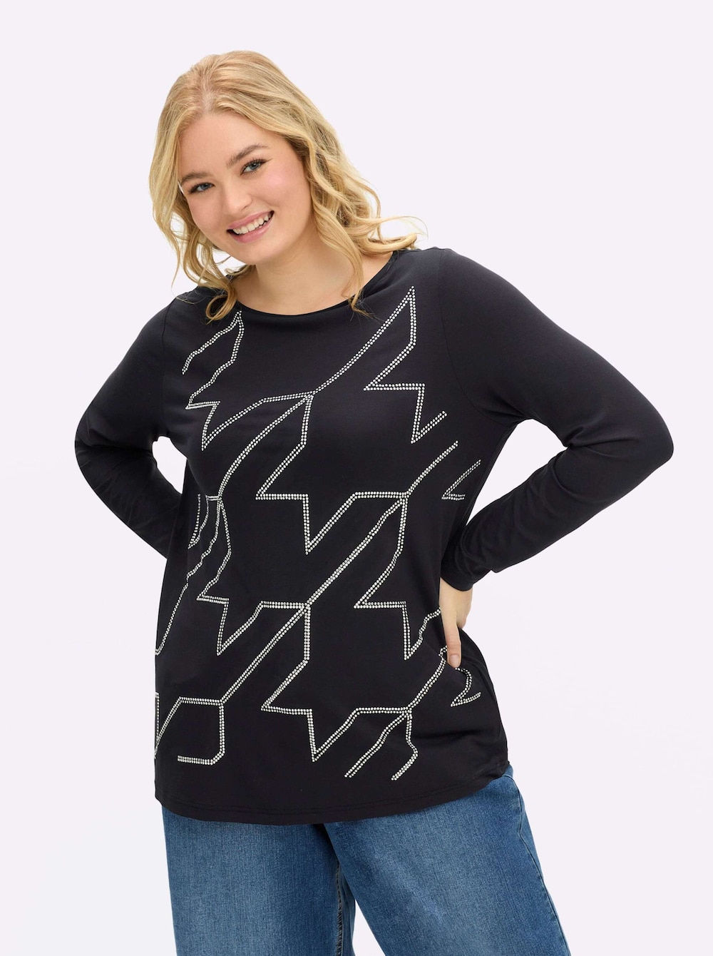 Shirt Langarm Uni Ohne Kragen