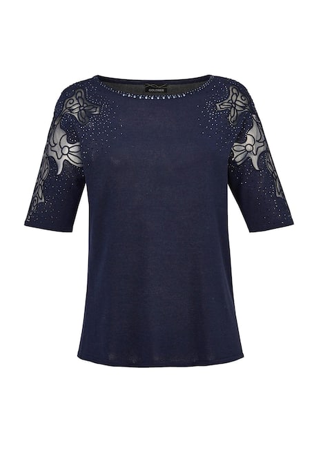Pullover mit Spitze, Glanzsteinen