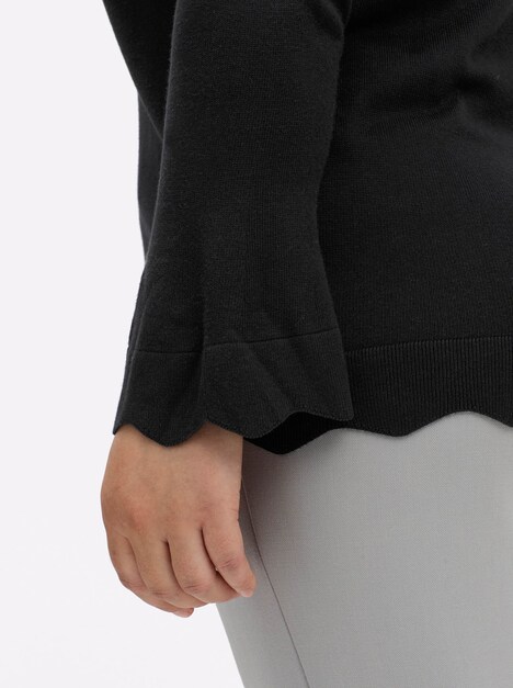 Pullover Langarm Jersey Uni Ohne Kragen