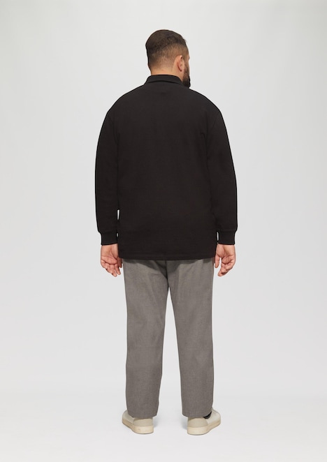 Strukturiertes Langarm-Poloshirt im Relaxed Fit