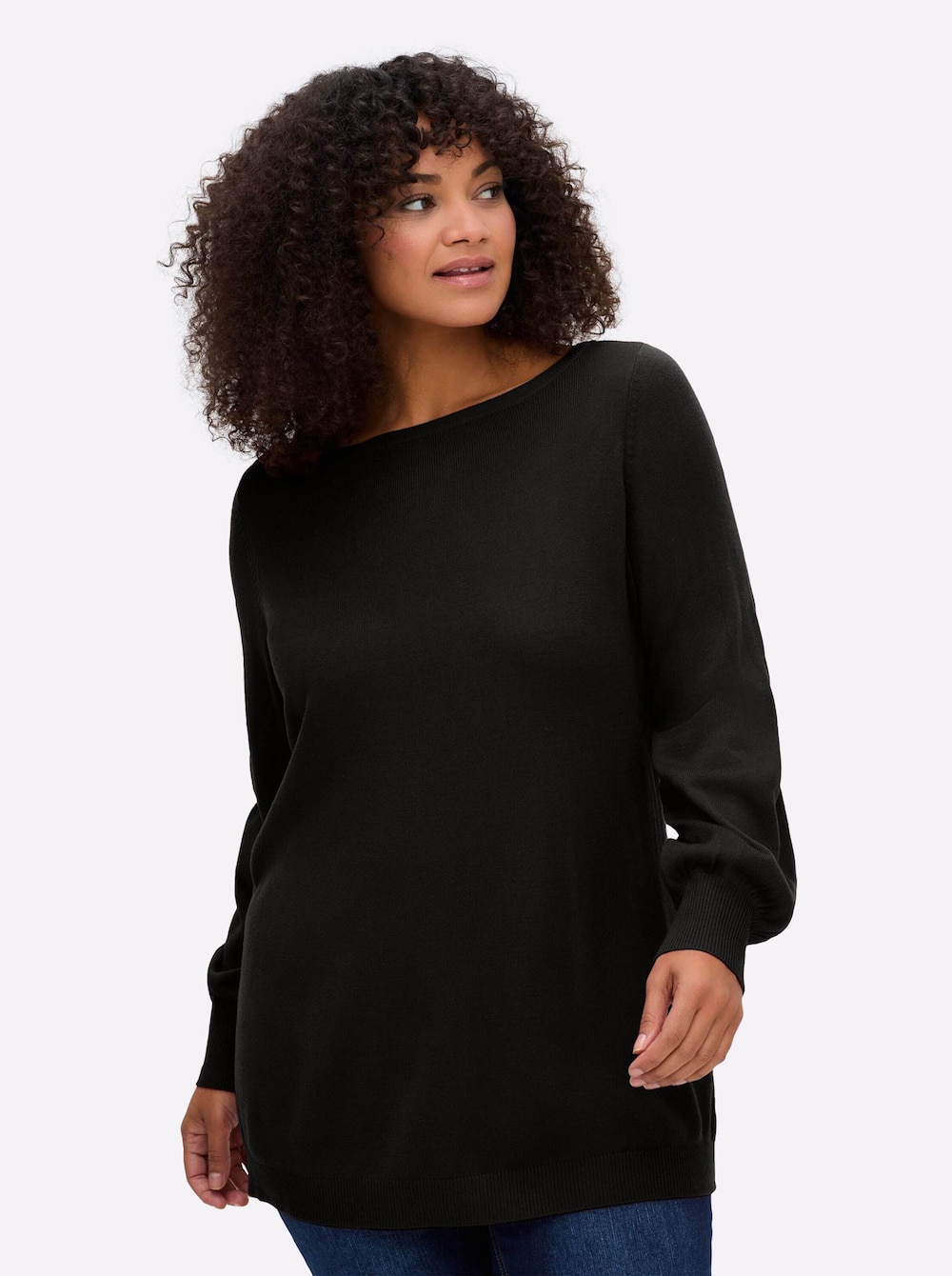 Pullover Langarm Jersey Uni Ohne Kragen