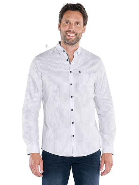 engbers Herren Langarm-Hemd gestreift , Naturweiss