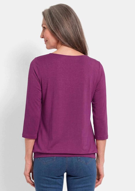 Chiffon-Shirt mit 3/4-Arm, Rundhals