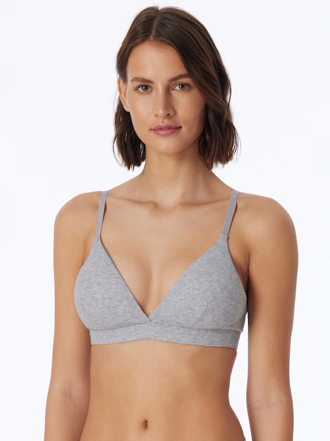Schiesser Damen Bügelloser BH Pure Rib - grau-mel.