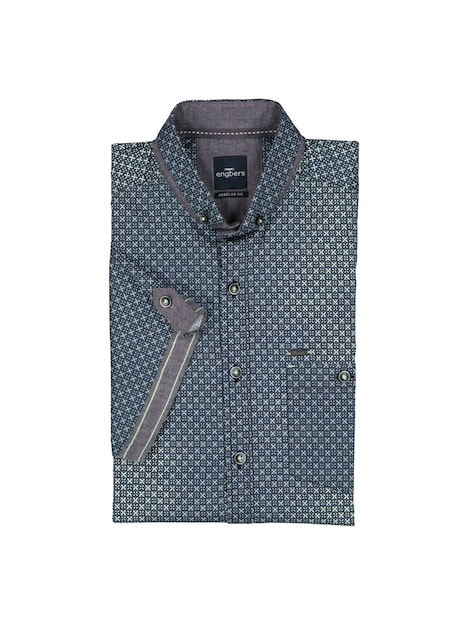 Herren Kurzarmhemd mit Batik-Print und Stretch-Komfort , Hellgruen