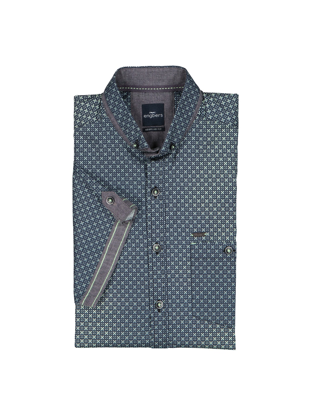Herren Kurzarmhemd mit Batik-Print und Stretch-Komfort , Hellgruen