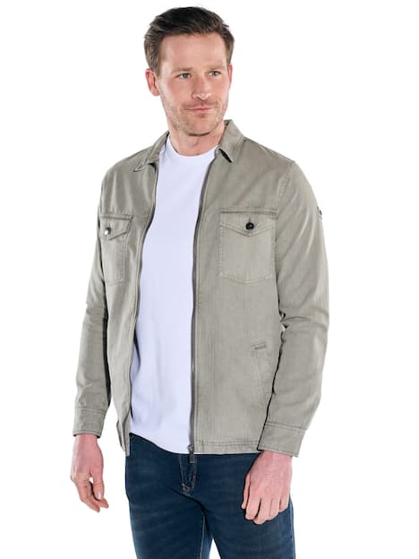 engbers Herren Kerniges Overshirt mit Zipper , Khaki